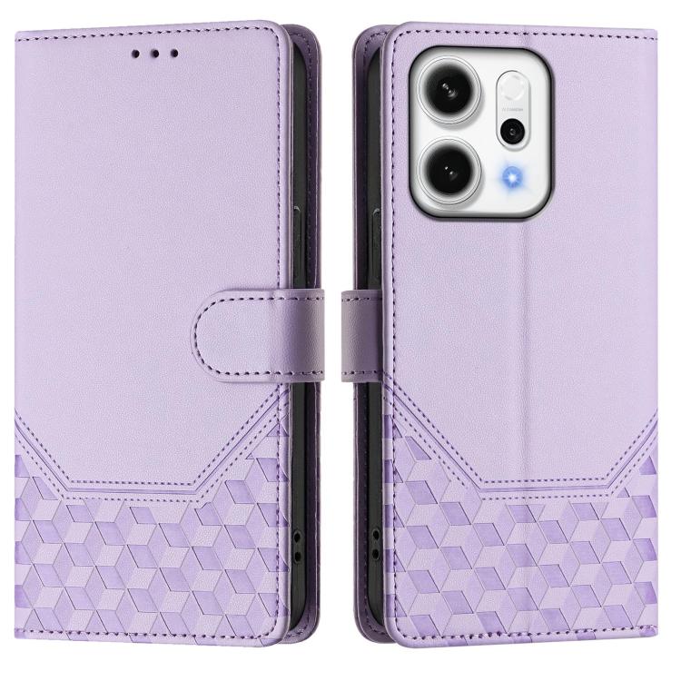For OPPO Reno14 Global Honeycomb Embossing RFID Leather Phone Case