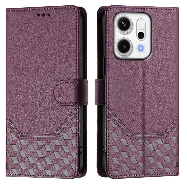For OPPO Reno14 Global Honeycomb Embossing RFID Leather Phone Case