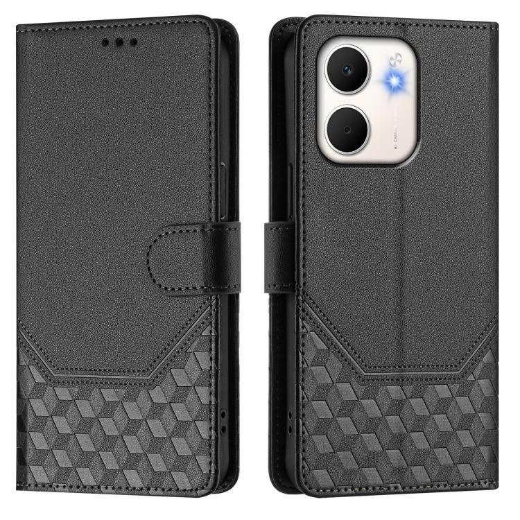 For OPPO A5x 5G / 4G Global Honeycomb Embossing RFID Leather Phone Case