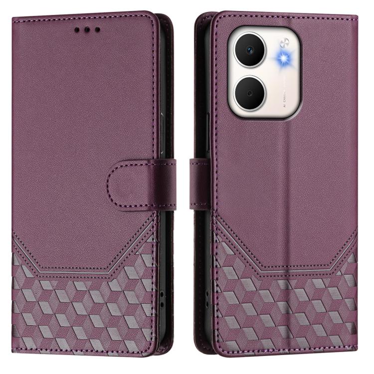 For OPPO A5x 5G / 4G Global Honeycomb Embossing RFID Leather Phone Case