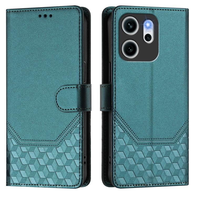 For OPPO Reno14 F 5G Honeycomb Embossing RFID Leather Phone Case