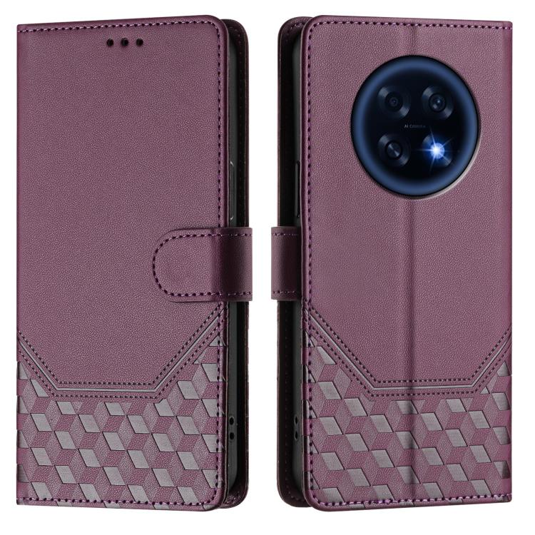 For OPPO A6 GT 5G Honeycomb Embossing RFID Leather Phone Case