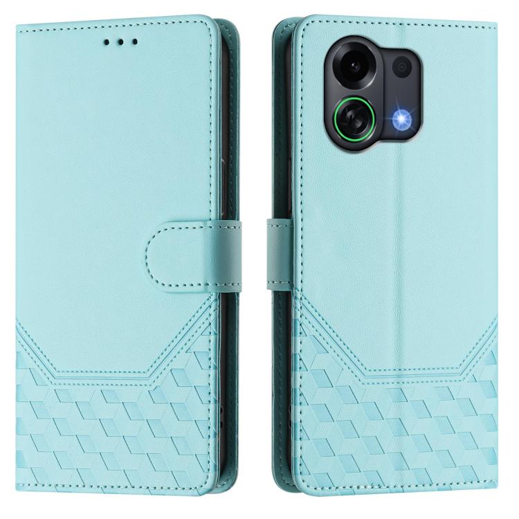 For OPPO K13 Turbo 5G Honeycomb Embossing RFID Leather Phone Case