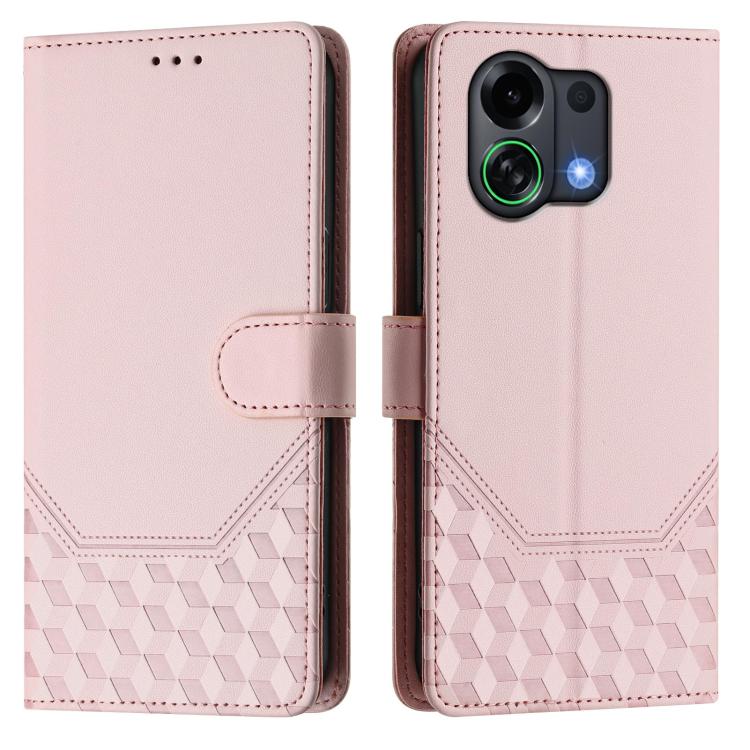 For OPPO K13 Turbo 5G Honeycomb Embossing RFID Leather Phone Case