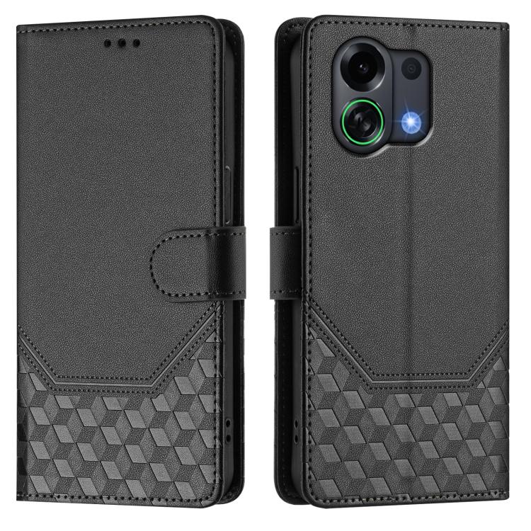 For OPPO K13 Turbo 5G Honeycomb Embossing RFID Leather Phone Case