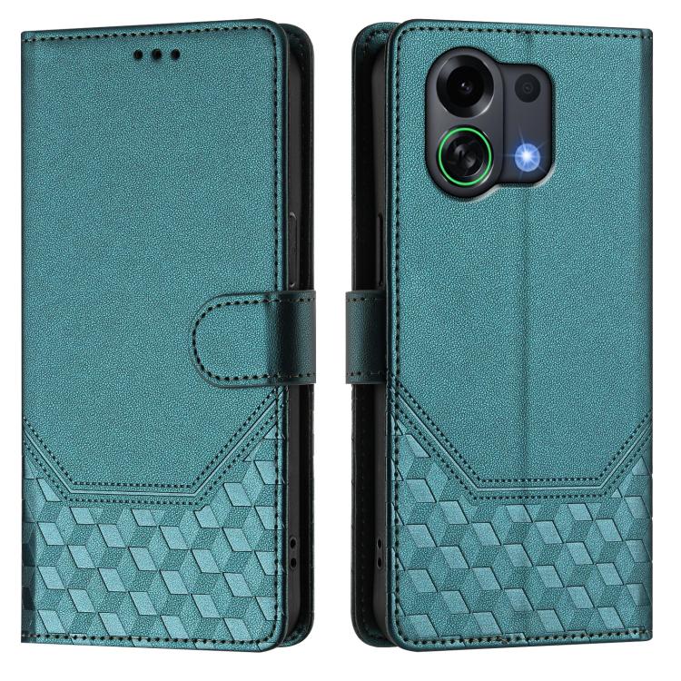 For OPPO K13 Turbo 5G Honeycomb Embossing RFID Leather Phone Case