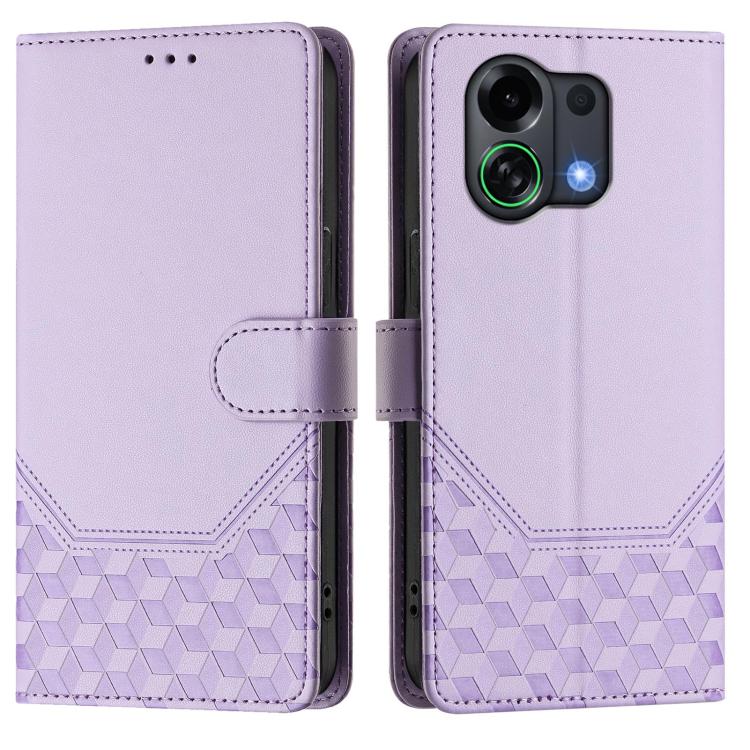 For OPPO K13 Turbo 5G Honeycomb Embossing RFID Leather Phone Case
