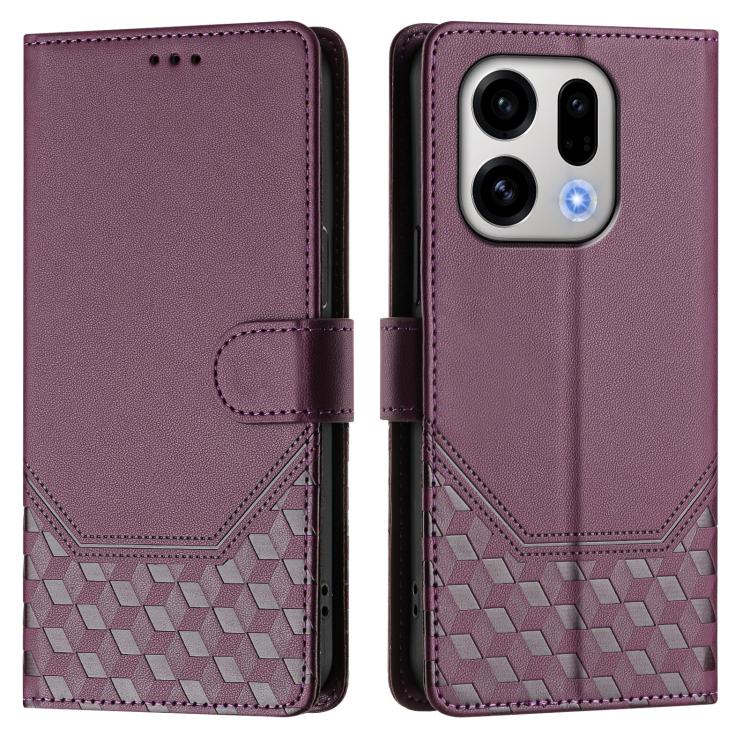 For OPPO Find X9 Honeycomb Embossing RFID Leather Phone Case