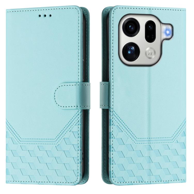 For OPPO Find X9 Pro Honeycomb Embossing RFID Leather Phone Case
