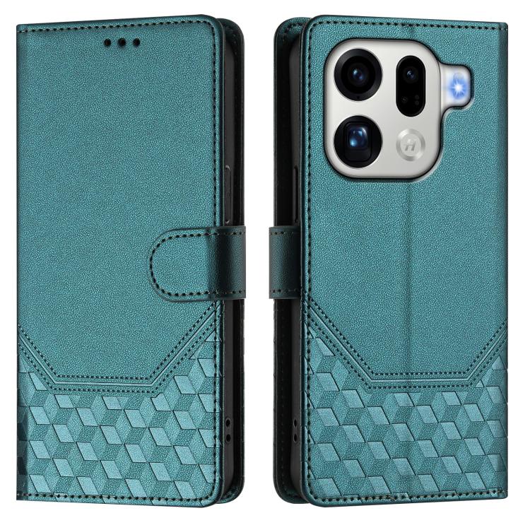 For OPPO Find X9 Pro Honeycomb Embossing RFID Leather Phone Case