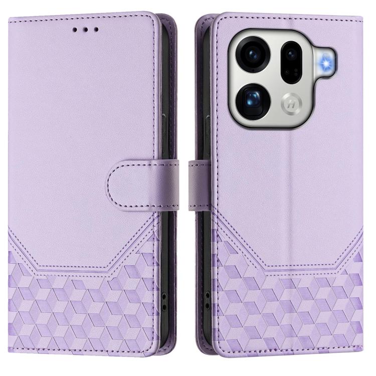 For OPPO Find X9 Pro Honeycomb Embossing RFID Leather Phone Case