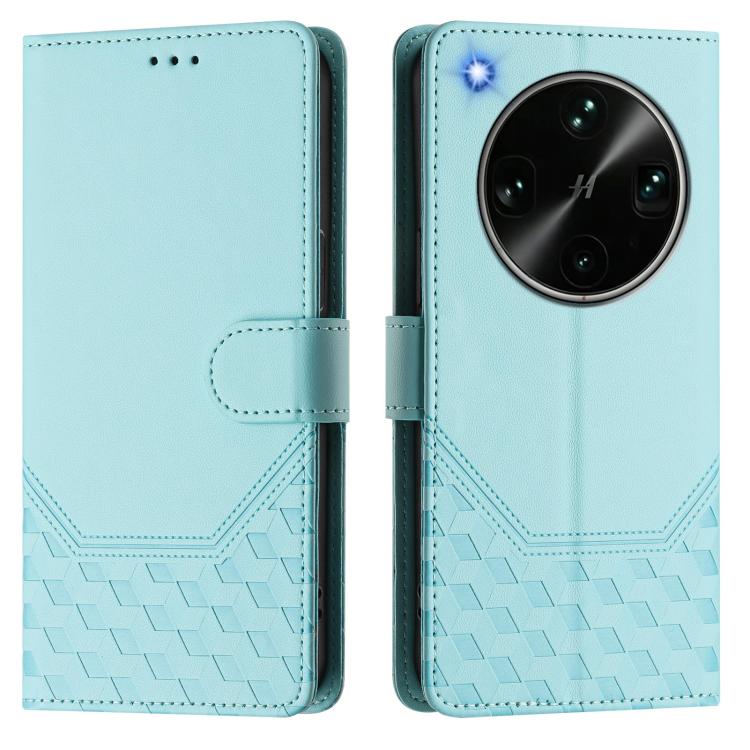 For OPPO Find X9 Ultra Honeycomb Embossing RFID Leather Phone Case