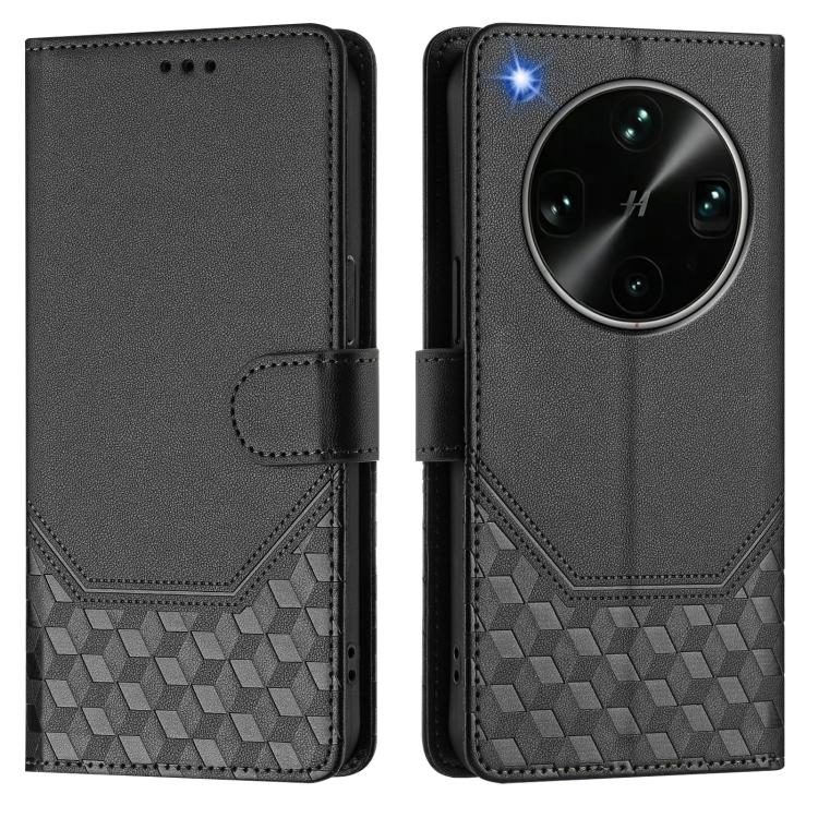 For OPPO Find X9 Ultra Honeycomb Embossing RFID Leather Phone Case