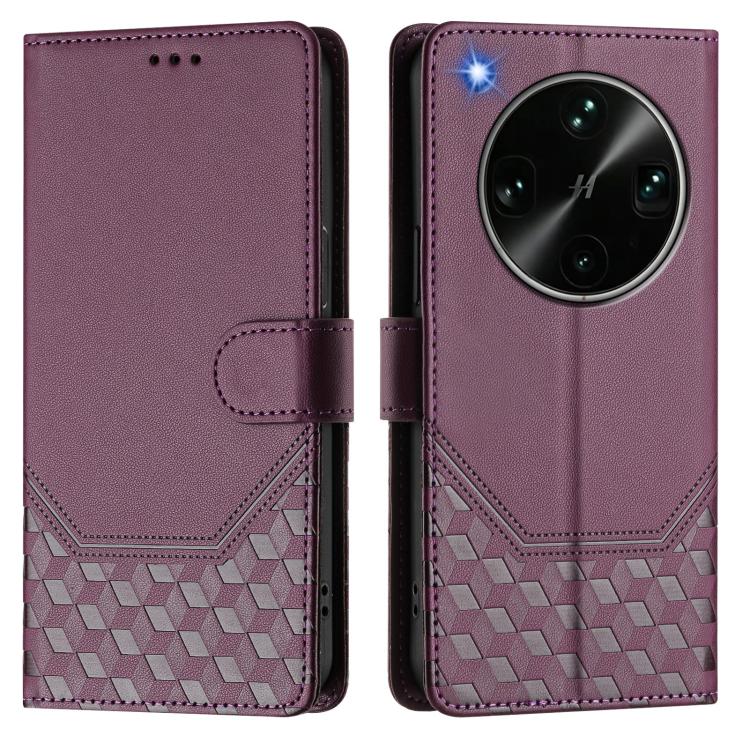 For OPPO Find X9 Ultra Honeycomb Embossing RFID Leather Phone Case