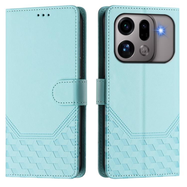 For OPPO Find X9s Pro Honeycomb Embossing RFID Leather Phone Case