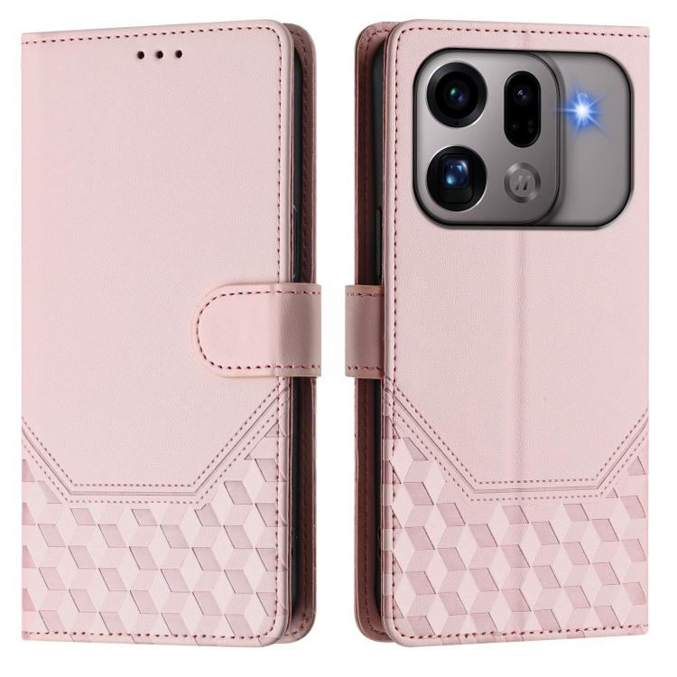 For OPPO Find X9s Pro Honeycomb Embossing RFID Leather Phone Case
