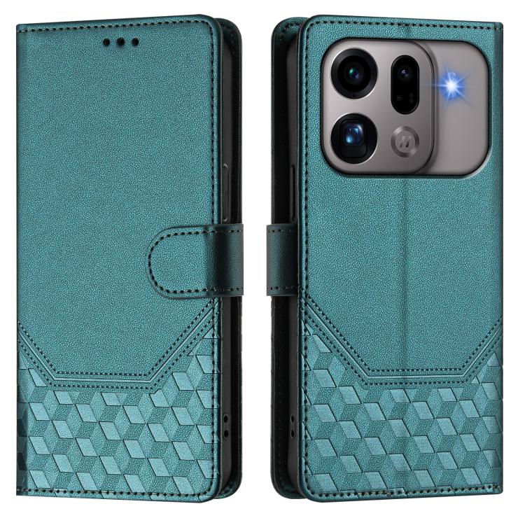 For OPPO Find X9s Pro Honeycomb Embossing RFID Leather Phone Case