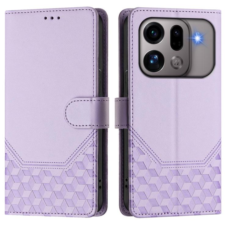 For OPPO Find X9s Pro Honeycomb Embossing RFID Leather Phone Case