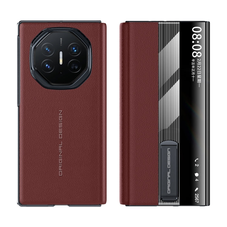 For Huawei Mate XT Ultimate Smart Side View Window Genuine Leather Phone Case