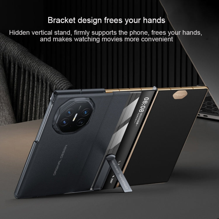 For Huawei Mate XT Ultimate Smart Side View Window Genuine Leather Phone Case