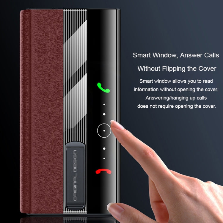 For Huawei Mate XT Ultimate Smart Side View Window Genuine Leather Phone Case