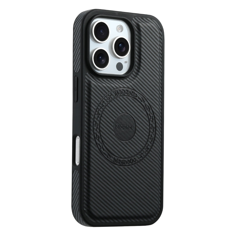 For iPhone 16 Pro Max Denior Carbon Fiber Texture Leather MagSafe Phone Case
