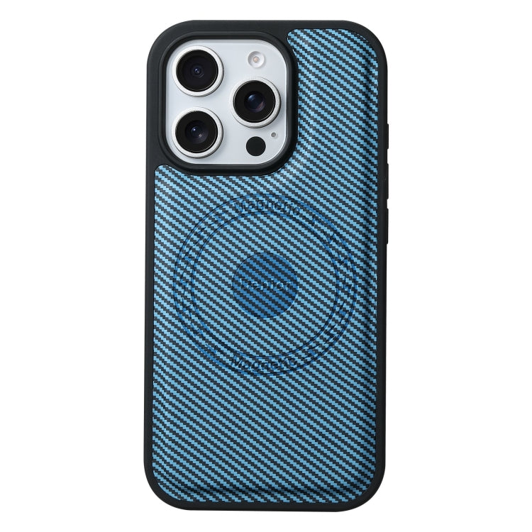 For iPhone 16 Pro Max Denior Carbon Fiber Texture Leather MagSafe Phone Case