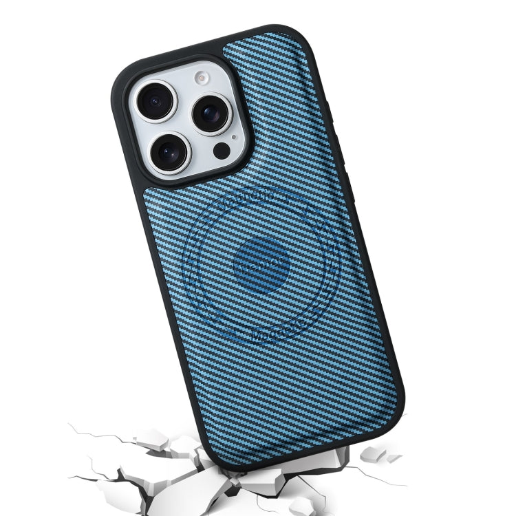 For iPhone 16 Pro Max Denior Carbon Fiber Texture Leather MagSafe Phone Case