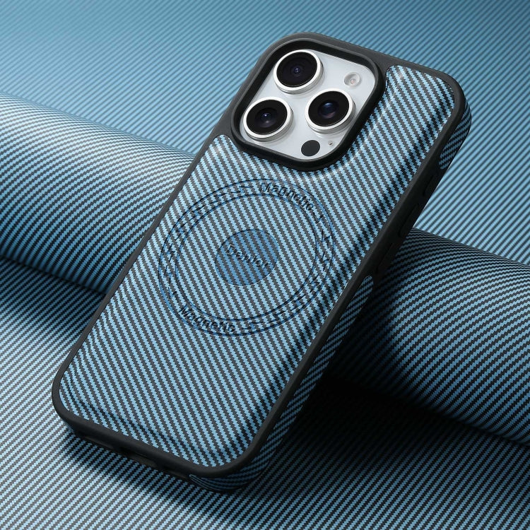 For iPhone 16 Pro Max Denior Carbon Fiber Texture Leather MagSafe Phone Case