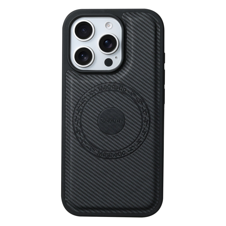 For iPhone 16 Pro Denior Carbon Fiber Texture Leather MagSafe Phone Case