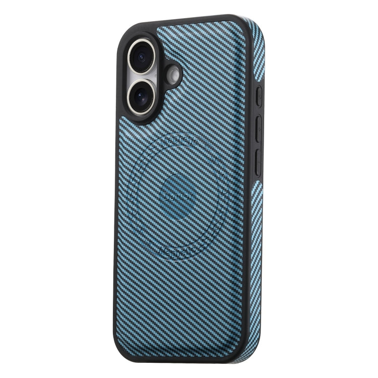For iPhone 16 Plus Denior Carbon Fiber Texture Leather MagSafe Phone Case