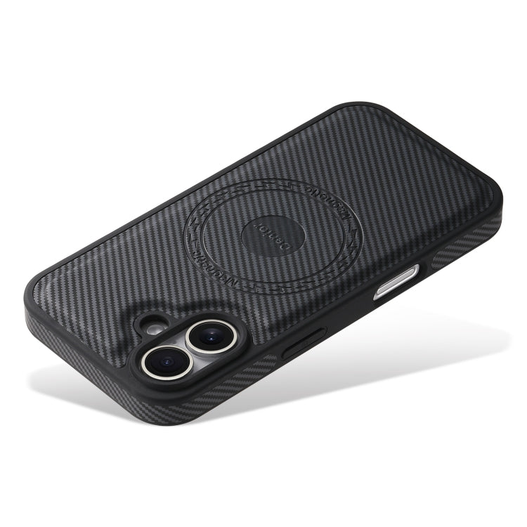For iPhone 16 Denior Carbon Fiber Texture Leather MagSafe Phone Case