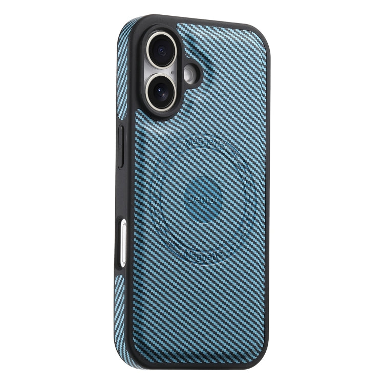 For iPhone 16 Denior Carbon Fiber Texture Leather MagSafe Phone Case