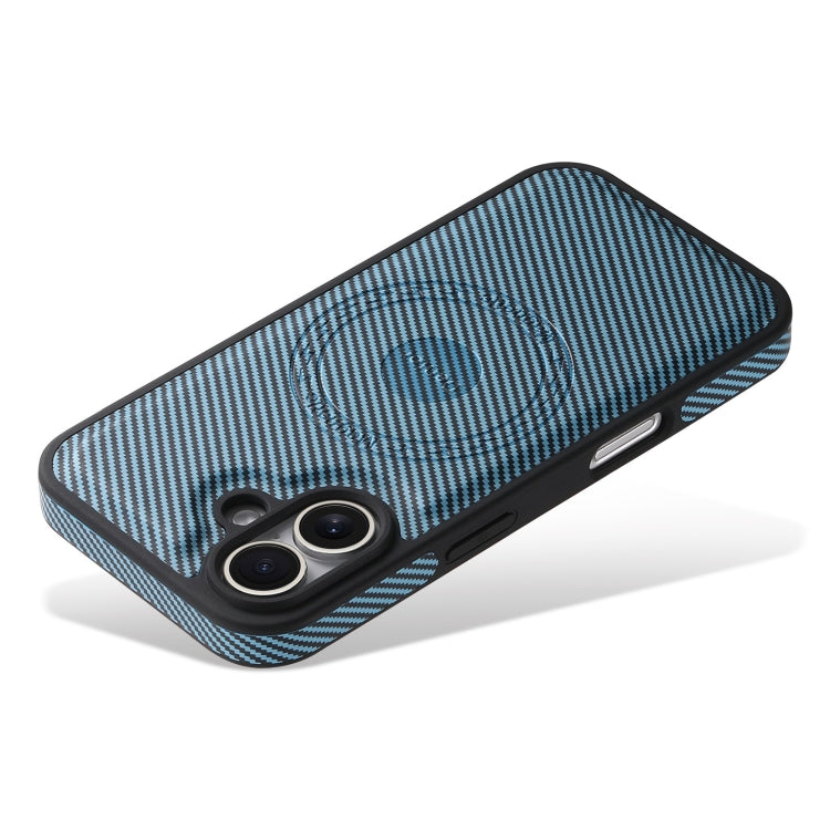 For iPhone 16 Denior Carbon Fiber Texture Leather MagSafe Phone Case