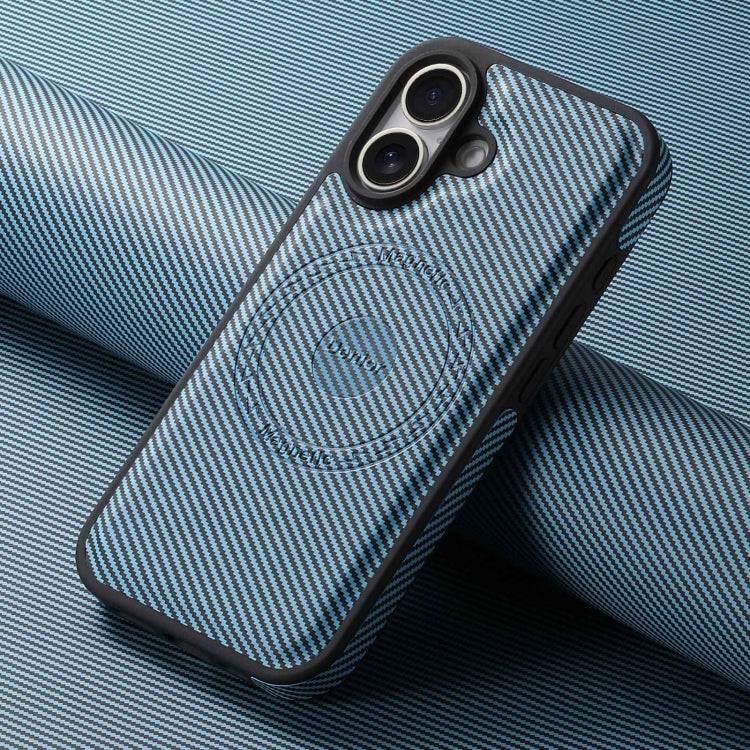 For iPhone 16 Denior Carbon Fiber Texture Leather MagSafe Phone Case