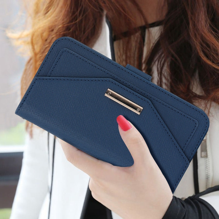 For iPhone 16 Pro Cross Texture Crossbody Lanyard Leather Phone Case