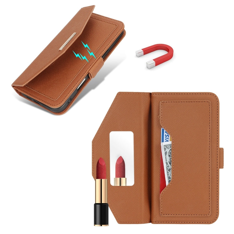 For iPhone 16 Pro Cross Texture Crossbody Lanyard Leather Phone Case