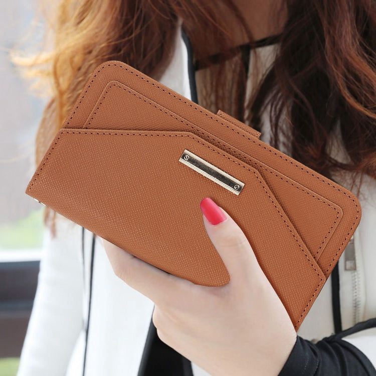 For iPhone 16 Pro Cross Texture Crossbody Lanyard Leather Phone Case
