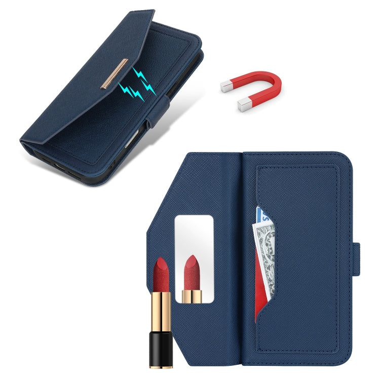 For iPhone 16 Plus Cross Texture Crossbody Lanyard Leather Phone Case
