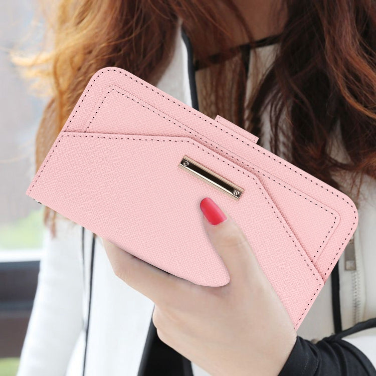 For iPhone 15 Pro Max Cross Texture Crossbody Lanyard Leather Phone Case