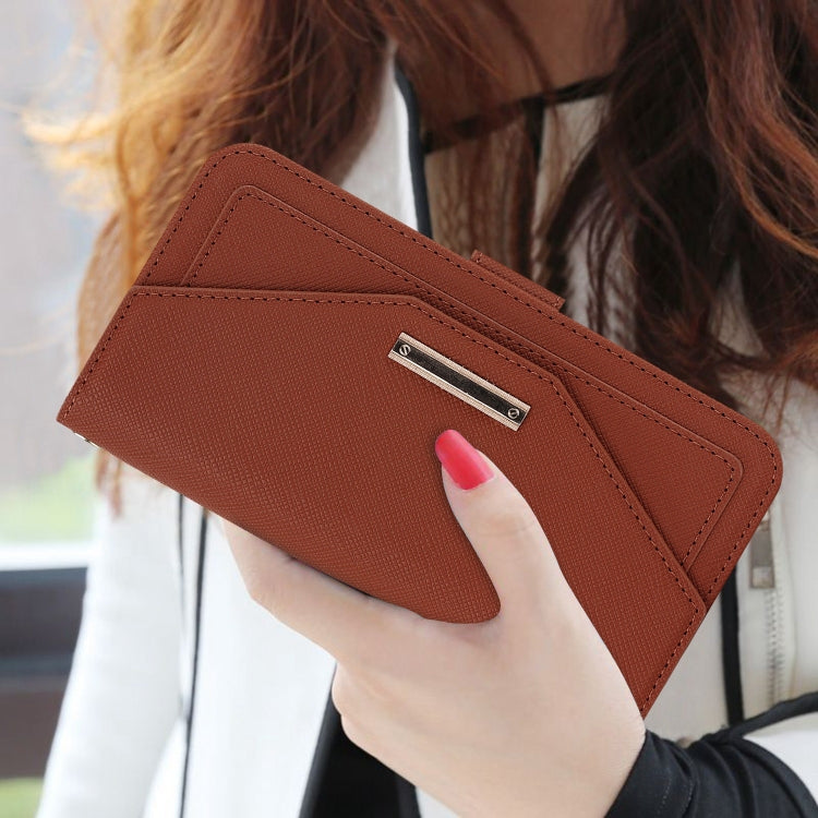 For iPhone 15 Plus Cross Texture Crossbody Lanyard Leather Phone Case