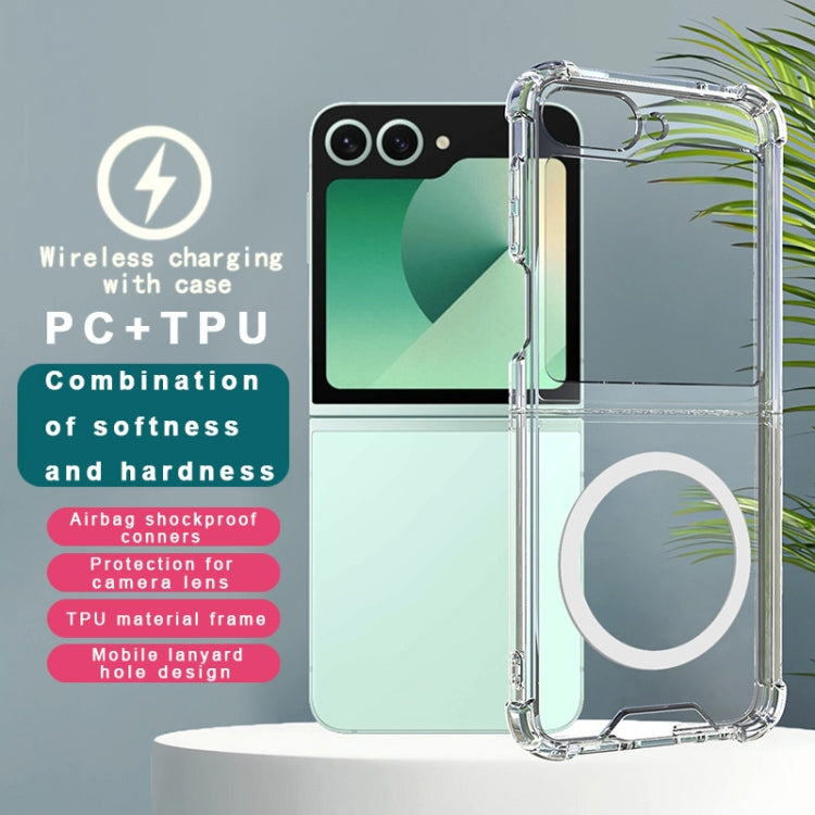 For Samsung Galaxy Z Flip6 / Flip7 FE IMAK Space Shield PC + TPU Airbag Shockproof MagSafe Phone Case - Transparent