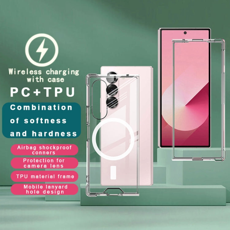 For Samsung Galaxy Z Fold6 IMAK Space Shield PC + TPU Airbag Shockproof MagSafe Phone Case - Transparent