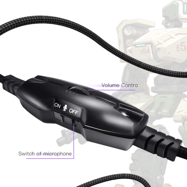Yesido EK01 Head-mounted RGB Gaming Wired Earphone with Microphone - Black