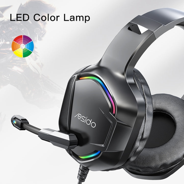 Yesido EK01 Head-mounted RGB Gaming Wired Earphone with Microphone - Black