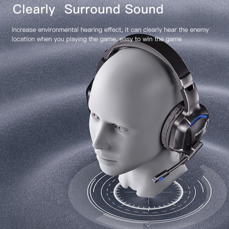 Yesido EK01 Head-mounted RGB Gaming Wired Earphone with Microphone - Black