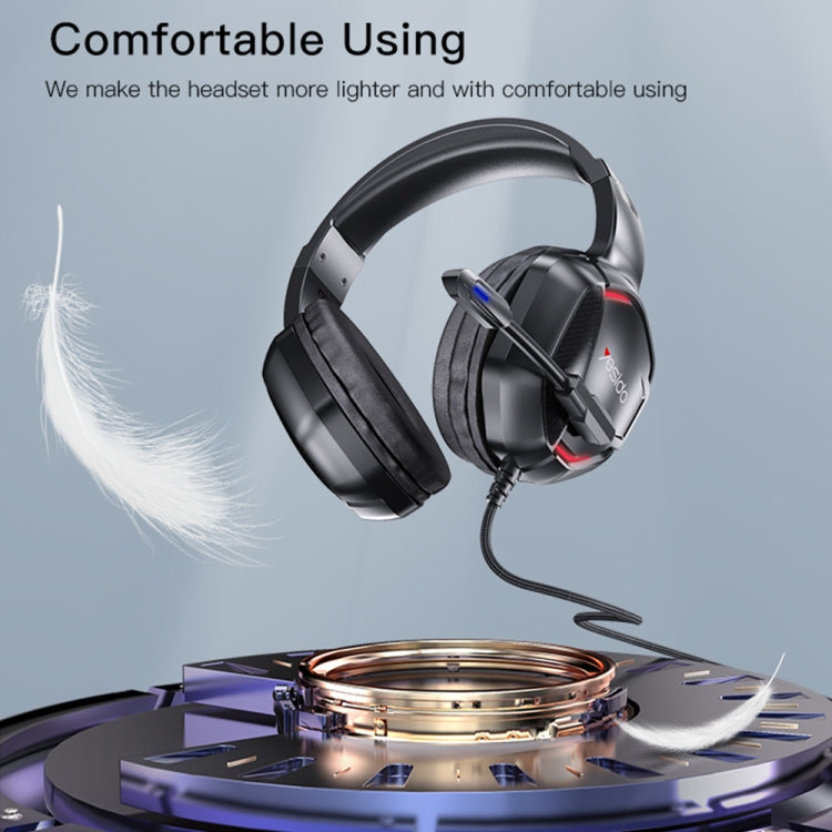 Yesido EK01 Head-mounted RGB Gaming Wired Earphone with Microphone - Black