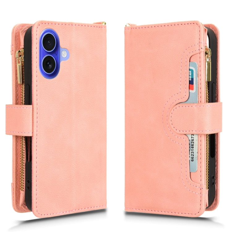 For iPhone 16 Litchi Texture Zipper Leather Phone Case