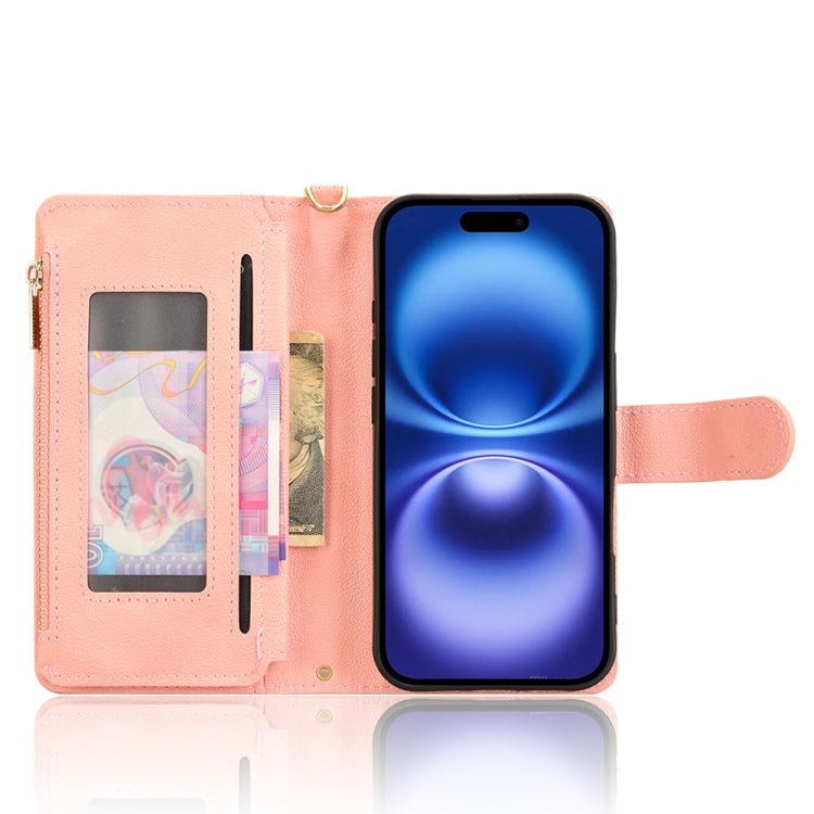 For iPhone 16 Litchi Texture Zipper Leather Phone Case