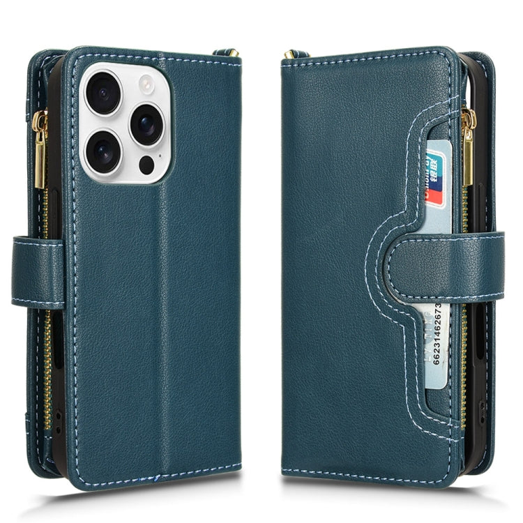 For iPhone 16 Pro Litchi Texture Zipper Leather Phone Case